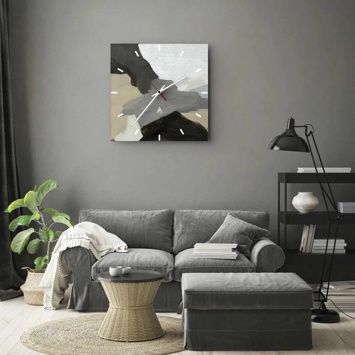 Nástenné hodiny - Abstrakcia: križovatka šedej - 40x40 cm
