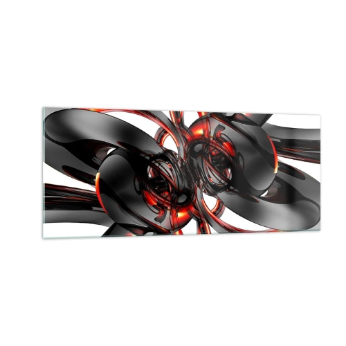 Obraz na skle - Pohyb v grafitovej a červenej - 100x40 cm