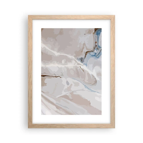 Plagát v ráme zo svetlého duba - Modré meandre pod bielou - 30x40 cm