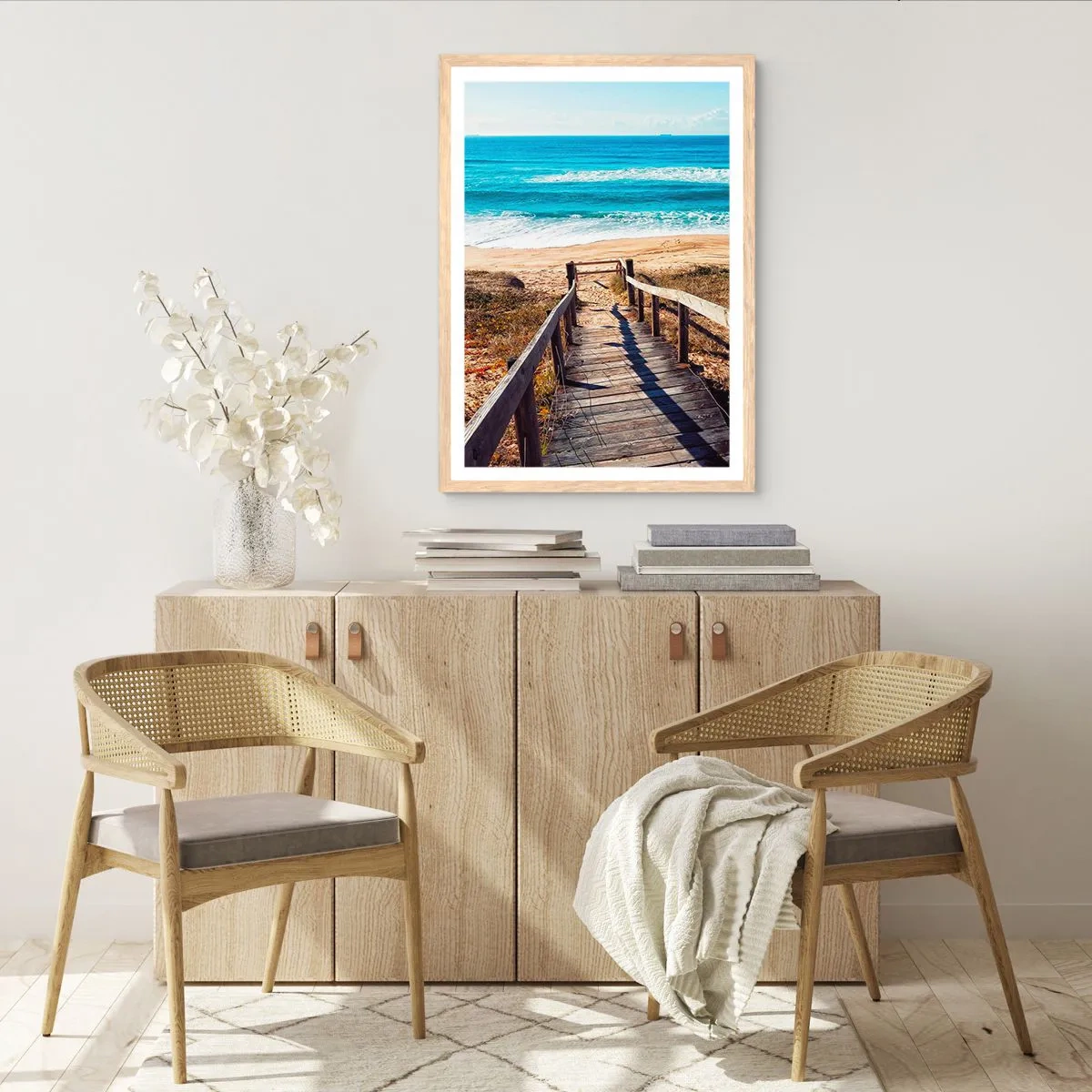 Plagát v ráme zo svetlého duba - Bež! - 70x100 cm