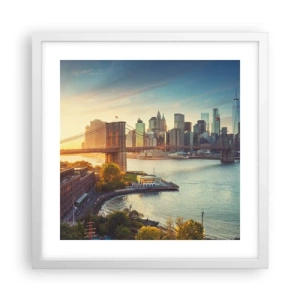 Plagát v bielom ráme - Svitanie veľkomesta - 40x40 cm