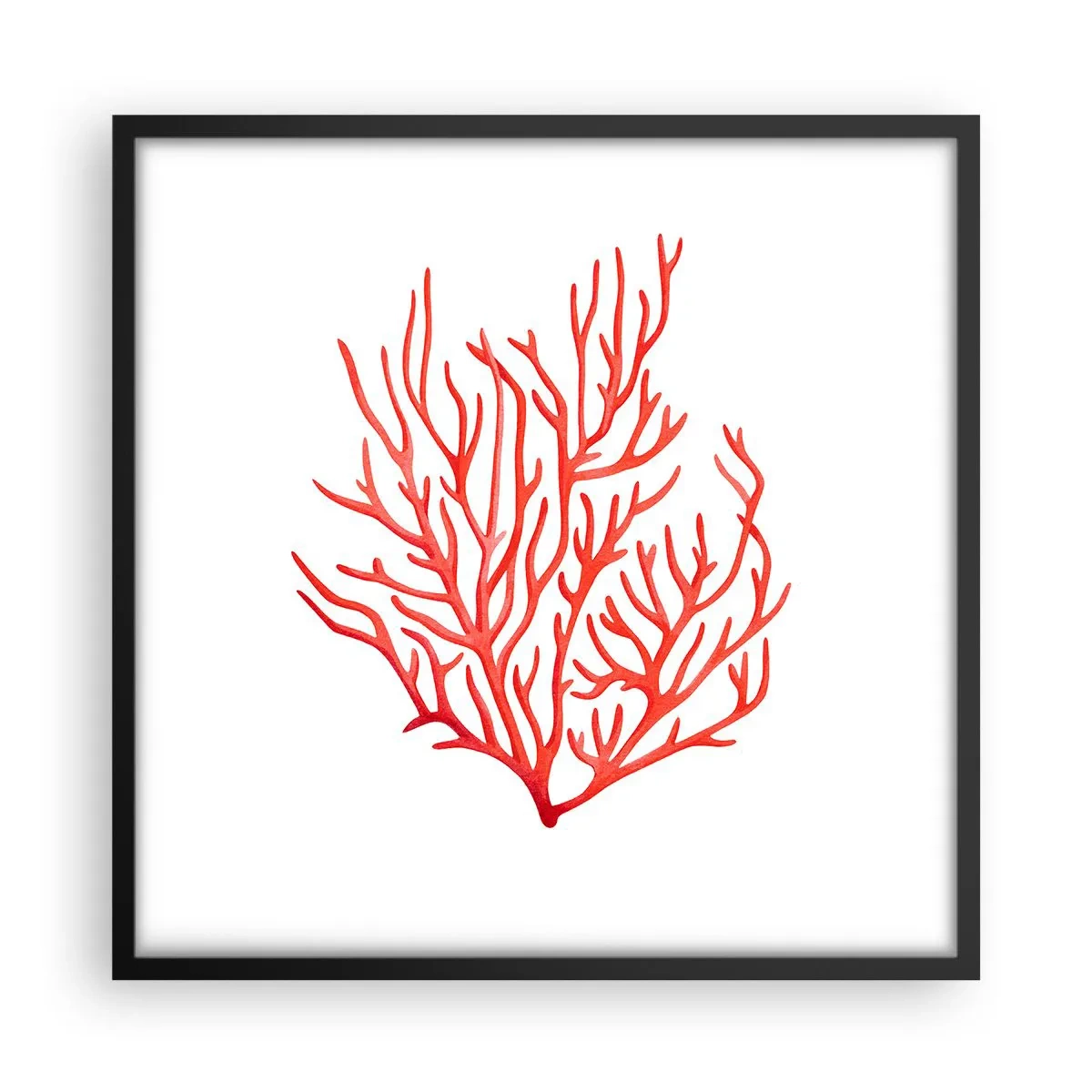 Plagát v čiernom ráme - Koralový filigrán - 50x50 cm