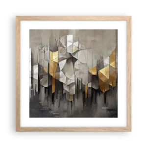 Plagát v ráme zo svetlého duba - Kompozícia z ľadu a svetla - 40x40 cm