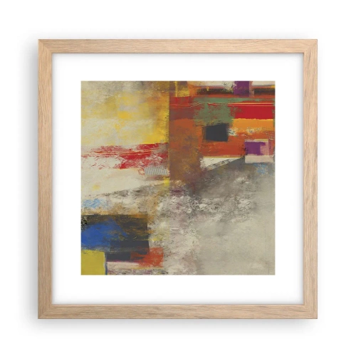 Plagát v ráme zo svetlého duba - Geometria farieb - 30x30 cm