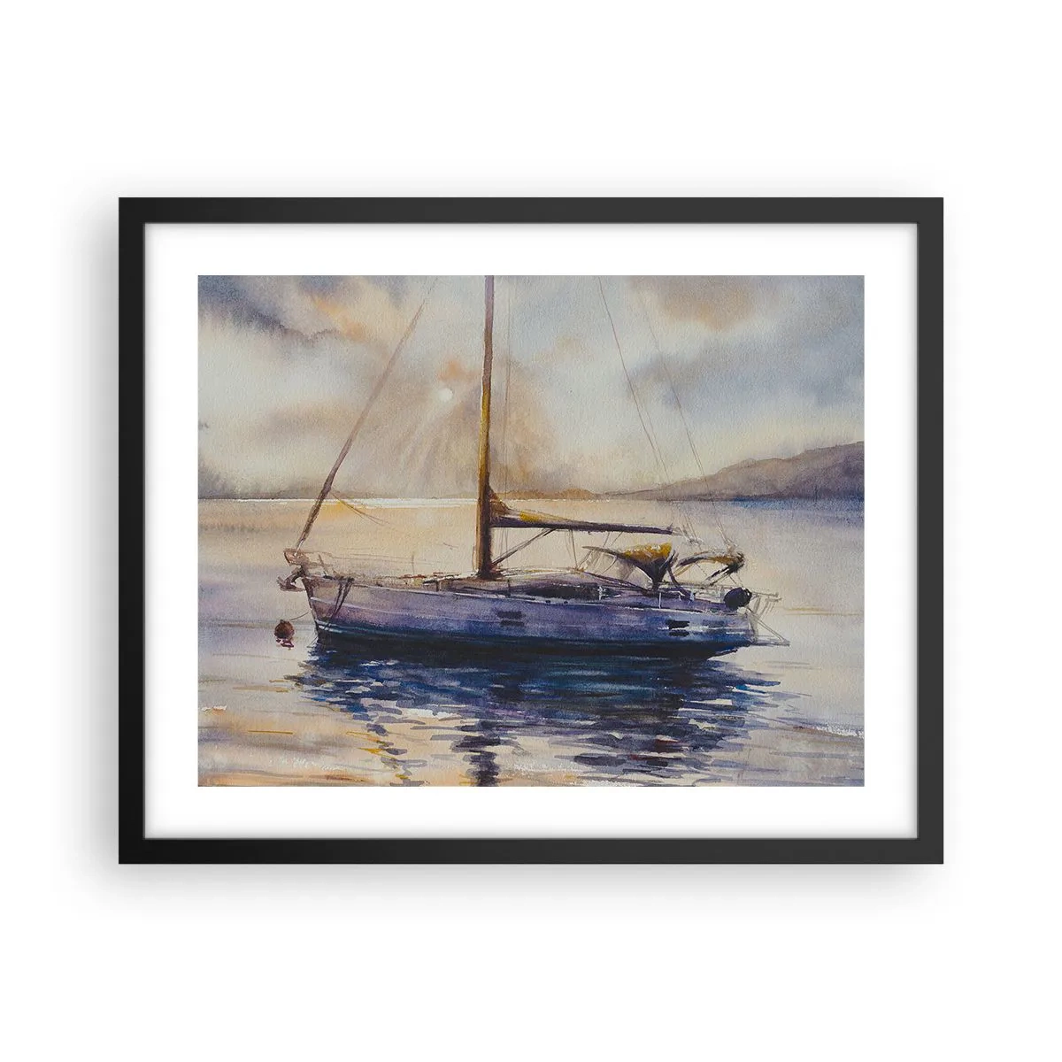 Plagát v čiernom ráme - Večer v zátoke - 50x40 cm