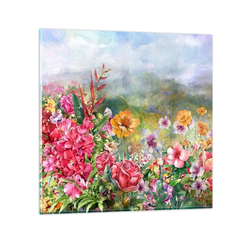 Obraz na skle - Záhrada, ktorá sa zbláznila - 30x30 cm