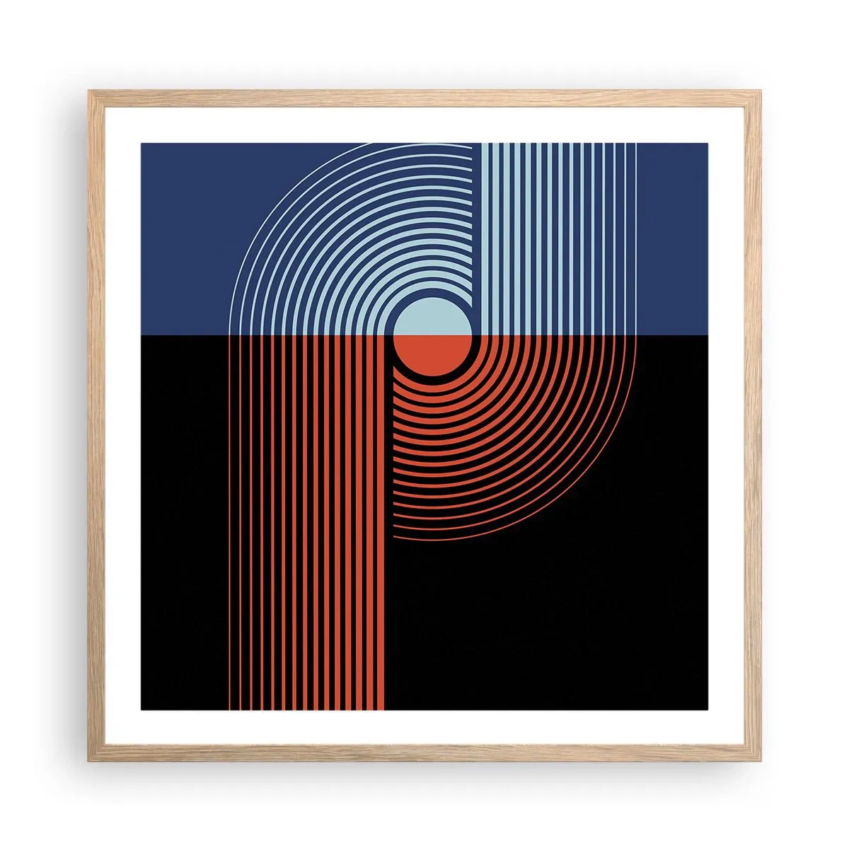 Plagát v ráme zo svetlého duba - V geometrickom objatí - 60x60 cm
