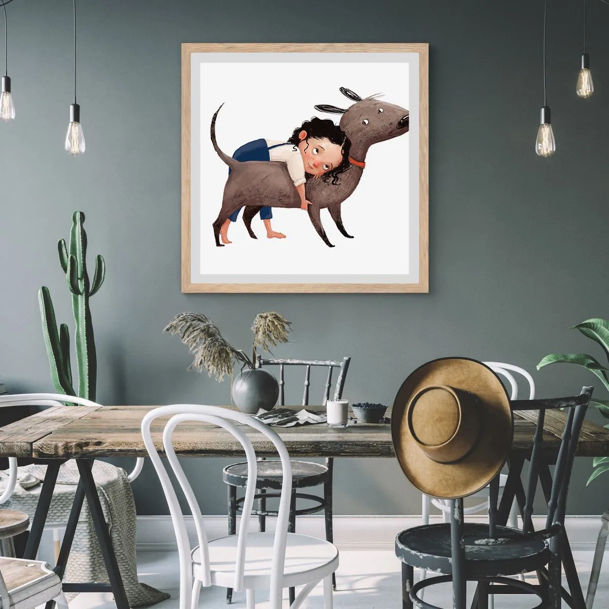 Plagát v ráme zo svetlého duba - Najlepší priatelia - 60x60 cm