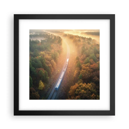 Plagát v čiernom ráme - Jesenná cesta - 30x30 cm