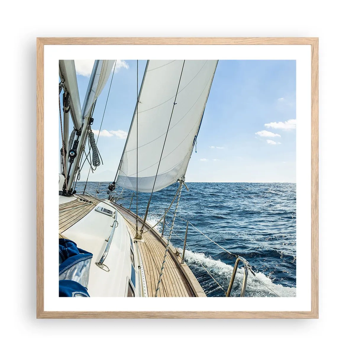 Plagát v ráme zo svetlého duba - Ahoj, dobrodružstvo - 60x60 cm