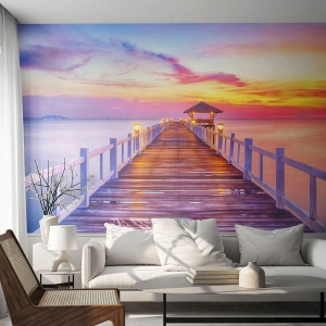 Fototapeta Premium Canvas - Ľaliovo-zlaté ticho večera - Krajina, More, Bay - 400x280 cm