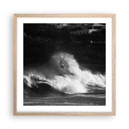 Plagát v ráme zo svetlého duba - Výzva prijatá! - 50x50 cm