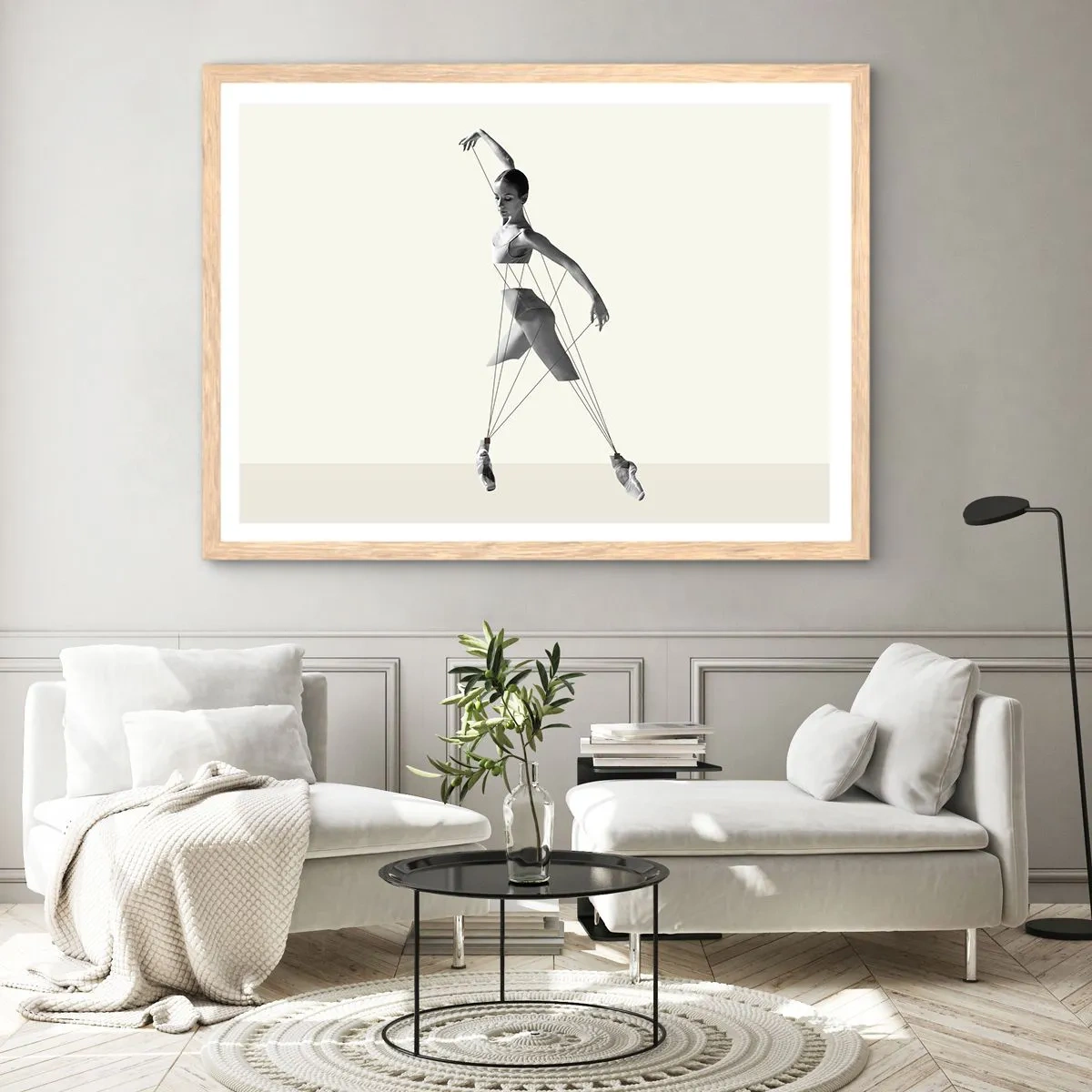 Plagát v ráme zo svetlého duba - V divadle sveta - 70x50 cm