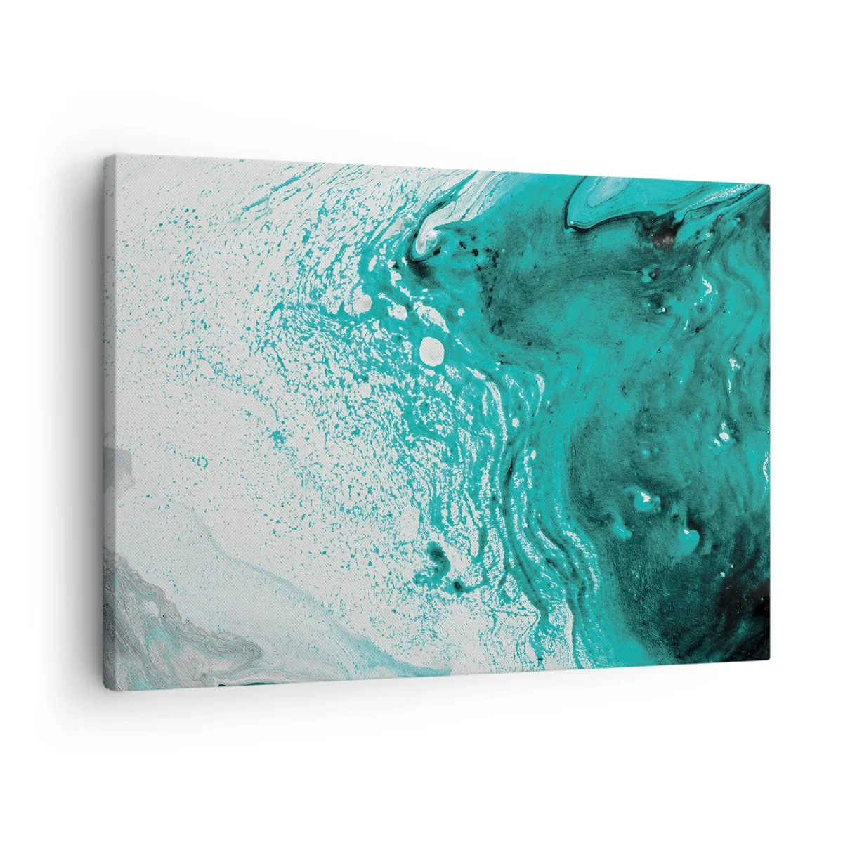 Obraz na plátne - Abstraktná kompozícia v tyrkysových odtieňoch na bielom pozadí - 70x50cm - Prepadnúť sa v bielej a tyrkysovej - Moderná nástenná dekorácia do obývacej izby a spálne ARTTOR