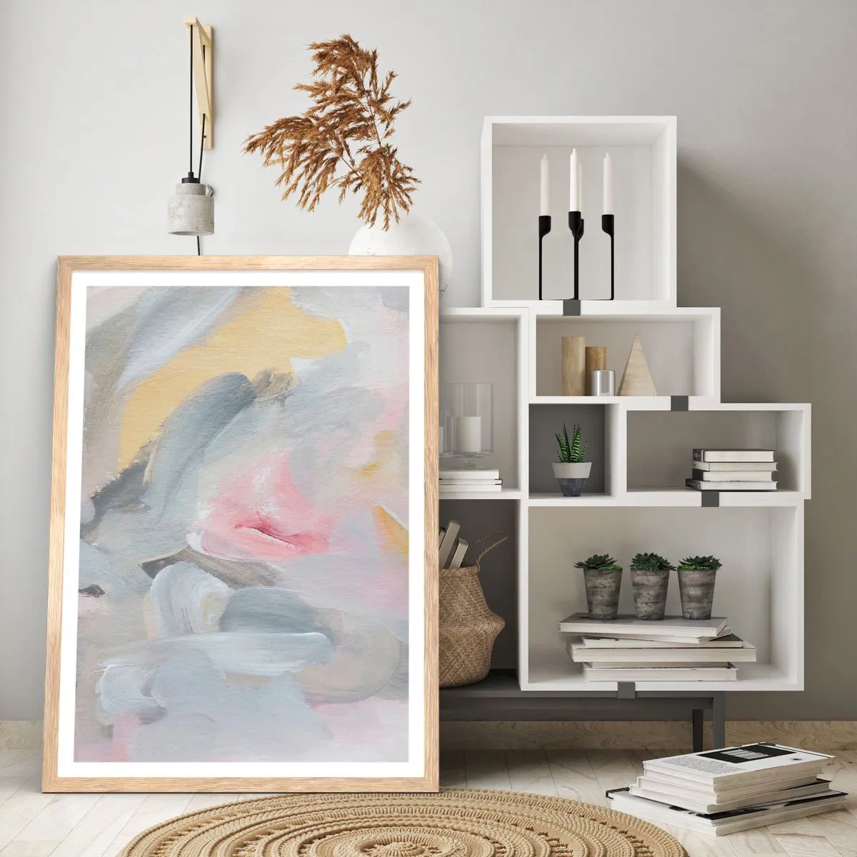 Plagát v ráme zo svetlého duba - V pastelovom svete - 50x70 cm