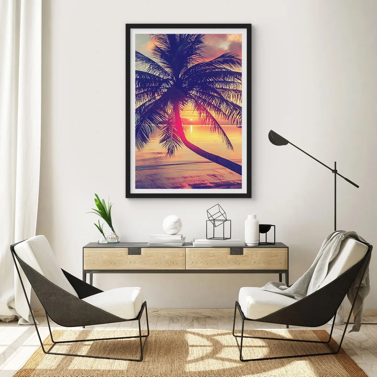 Plagát v čiernom ráme - Večer pod palmami - 40x50 cm