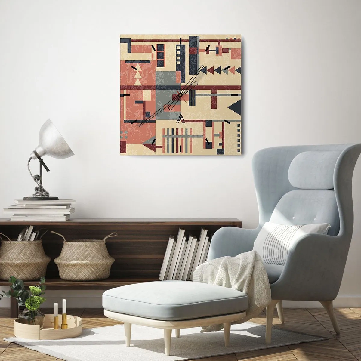 Nástenné hodiny - Vodorovná a zvislá kombinácia - 30x30 cm