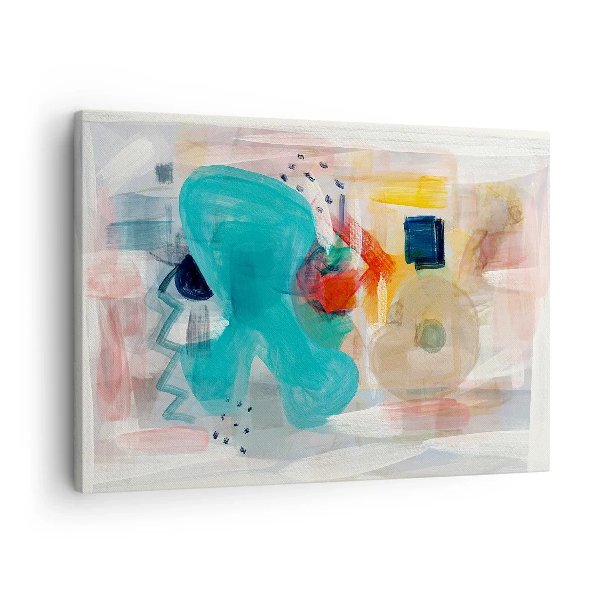 Obraz na plátne - Abstraktné tvary a farby vytvárajú dynamickú kompozíciu - 70x50cm - Farebná hra - Moderná nástenná dekorácia do obývacej izby a spálne ARTTOR