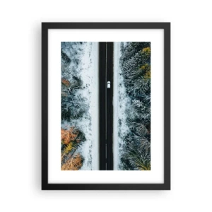 Plagát v čiernom ráme - Cez zimný les - 30x40 cm