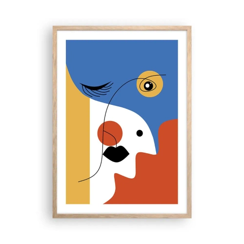 Plagát v ráme zo svetlého duba - Zdeformovaný portrét - 50x70 cm