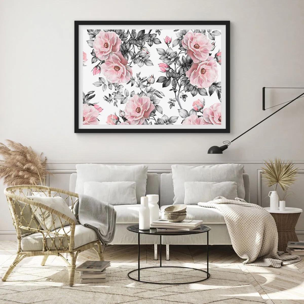 Plagát v čiernom ráme - Stratiť sa v kvetoch ruží - 91x61 cm