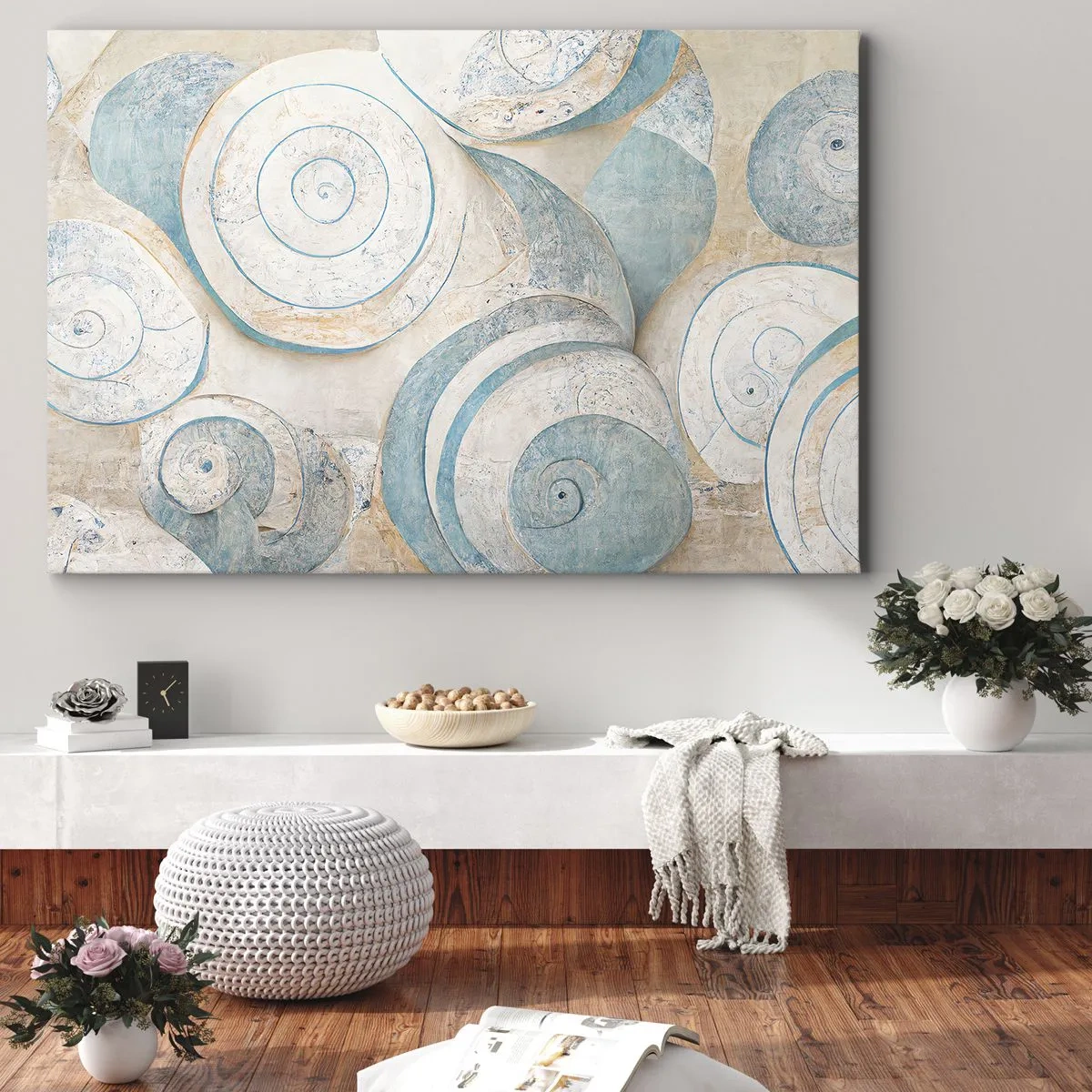 Obraz na plátne - Abstraktné mušle v pastelových odtieňoch - 70x50cm - Čo skrýva mušľa? - Moderná nástenná dekorácia do obývacej izby a spálne ARTTOR