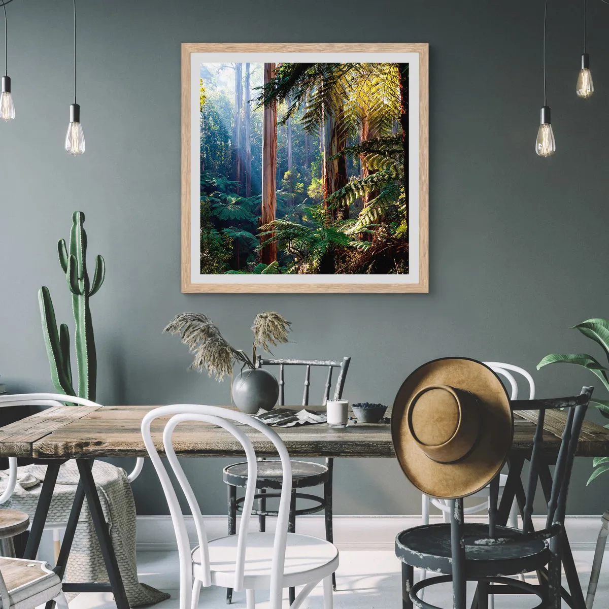 Plagát v ráme zo svetlého duba - Poviedka lesa - 40x40 cm