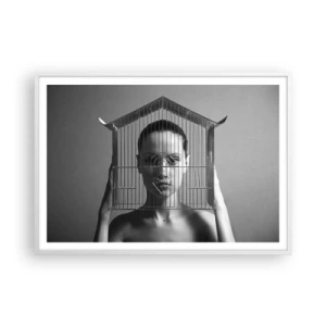 Plagát v bielom ráme - Tak trochu surrealistický portrét - 100x70 cm