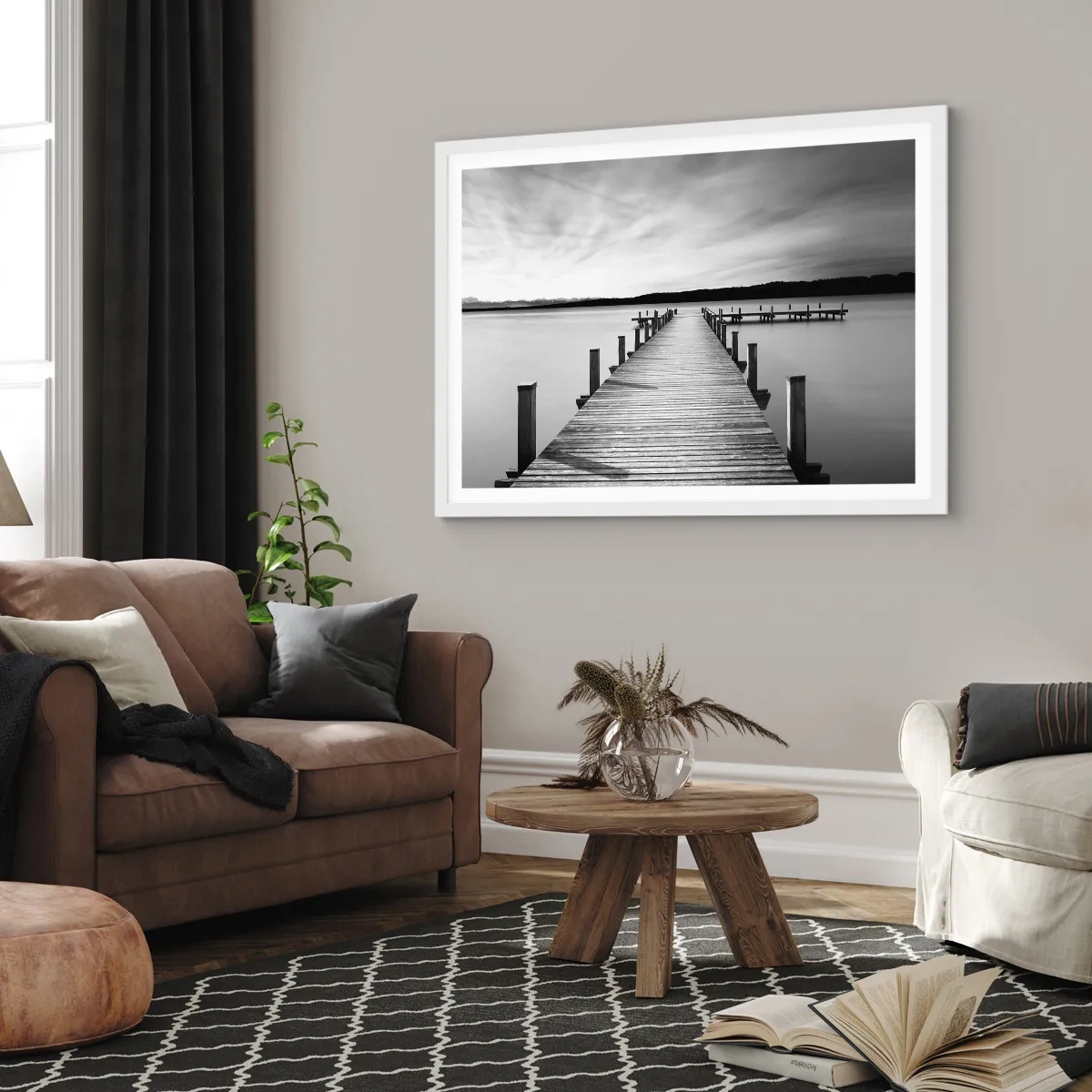 Plagát v bielom ráme - Pri napájadle – pokoji - 91x61 cm