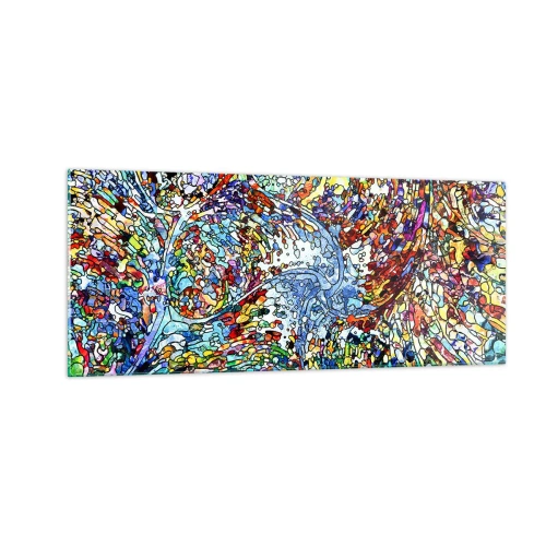 Obraz na skle - Vitráž s kvapkami - 100x40 cm