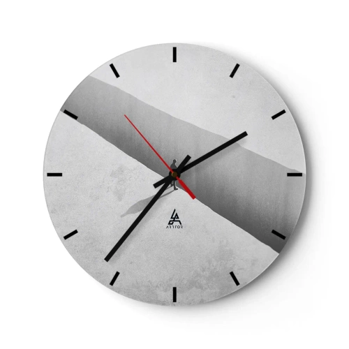 Nástenné hodiny - Minimalistická silueta postavy vo svetlej perspektíve - 30x30cm - Jasný cieľ - Moderná nástenná dekorácia do obývacej izby, kuchyne a spálne ARTTOR