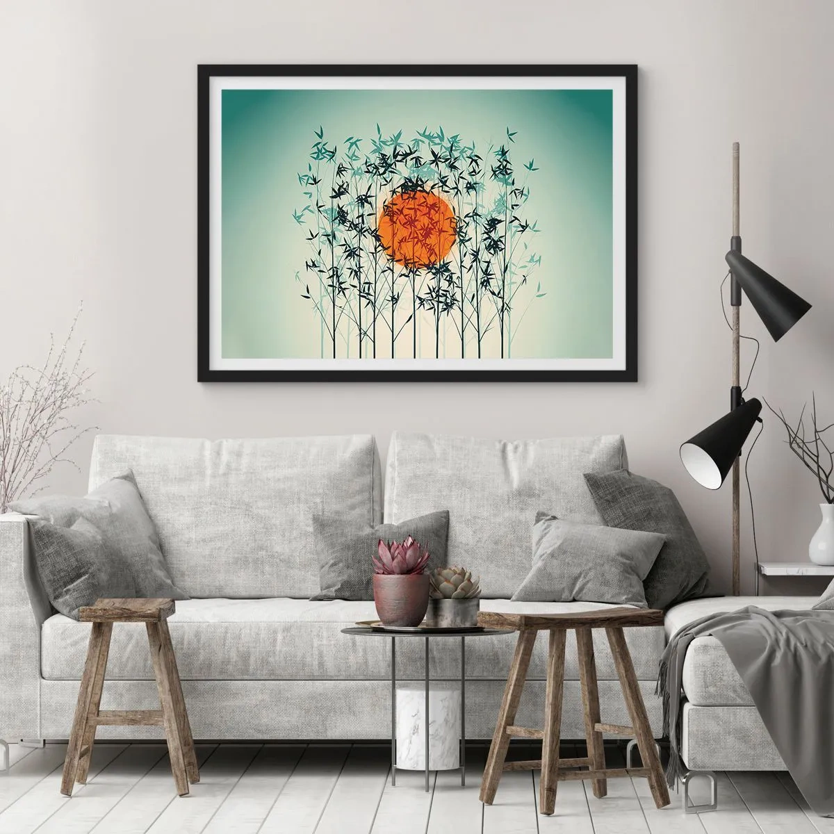 Plagát v čiernom ráme - Japonské slnko - 50x40 cm