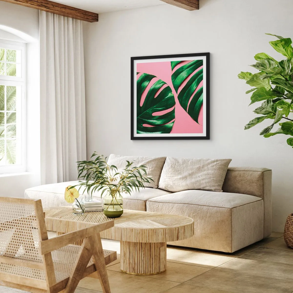 Plagát v čiernom ráme - Zelené rendez-vous - 50x50 cm