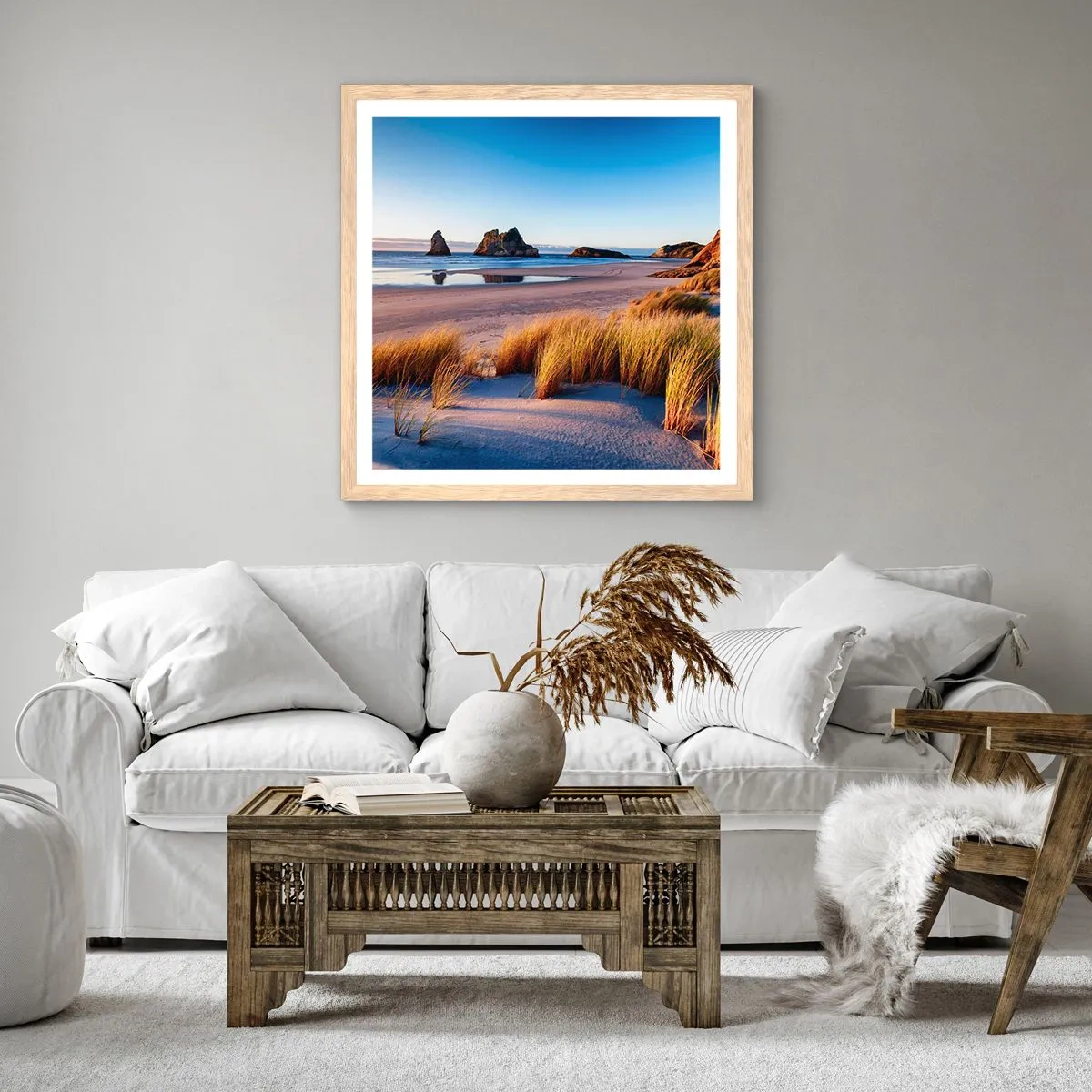 Plagát v ráme zo svetlého duba - Pre hľadačov pokoja - 60x60 cm