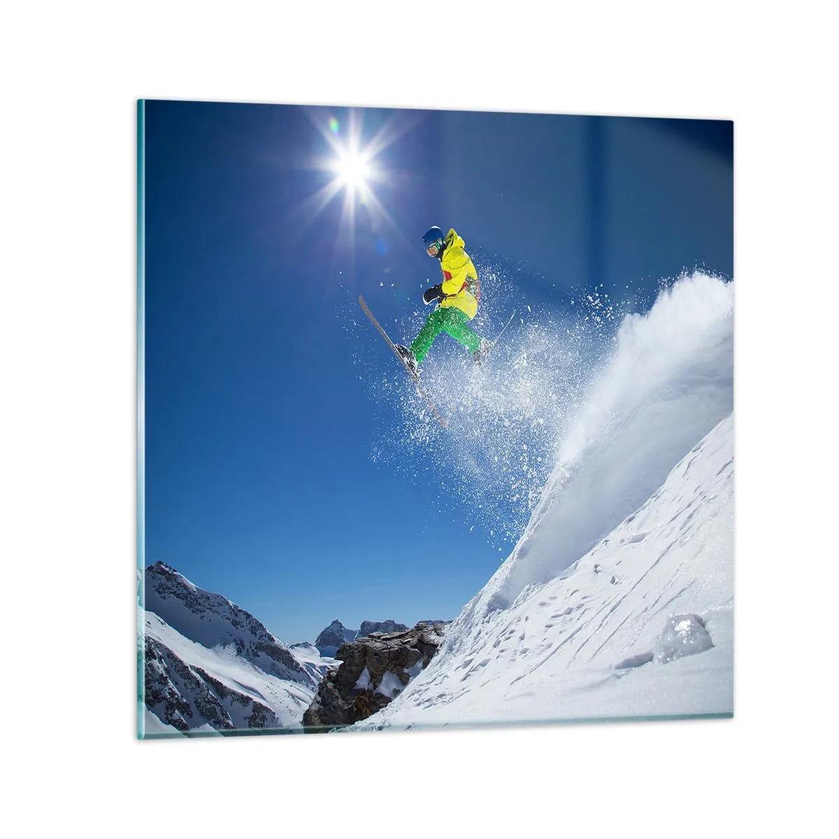 Obraz na skle - Tancujúci s horami - 50x50 cm