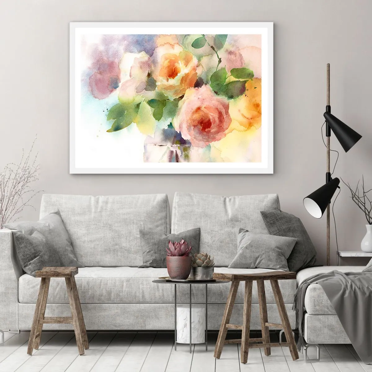 Plagát v bielom ráme - Jemné ako akvarel - 100x70 cm