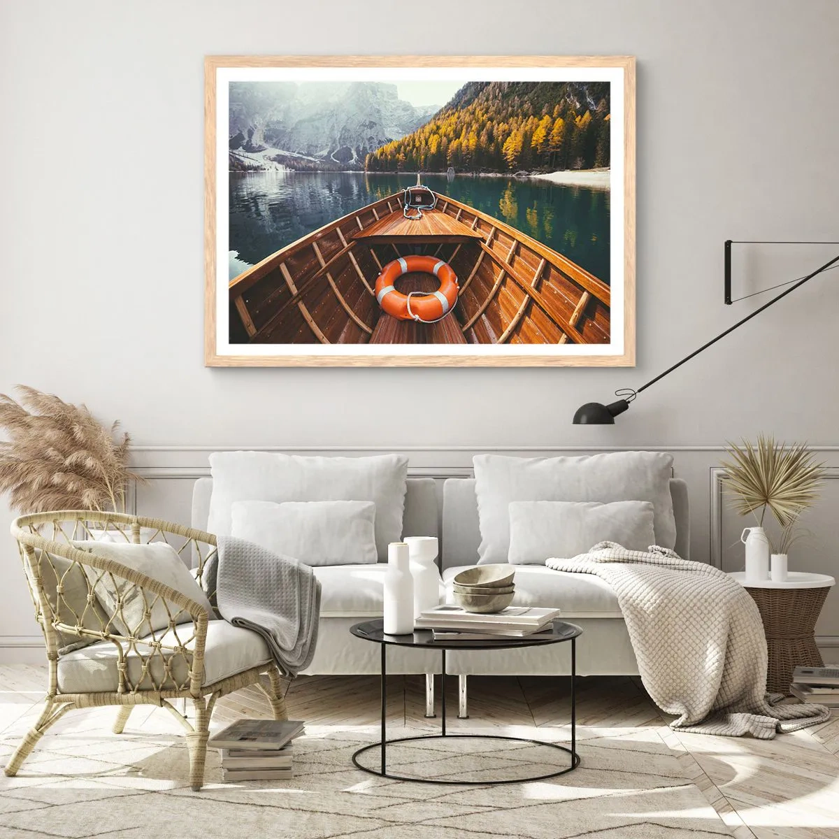 Plagát v ráme zo svetlého duba - Horská túra - 50x40 cm