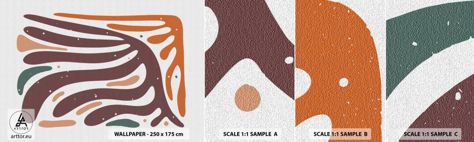 Vzorka samolepiacej fototapety Deluxe Sticker - Organická a radiálna kompozícia - Boho, Minimalizmus, Kus - 100x30 cm