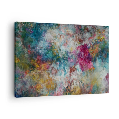Obraz na plátne - Farebná abstrakcia pripomínajúca rozkvitnuté kvety - 70x50cm - V plnom rozkvete - Moderná nástenná dekorácia do obývacej izby a spálne ARTTOR