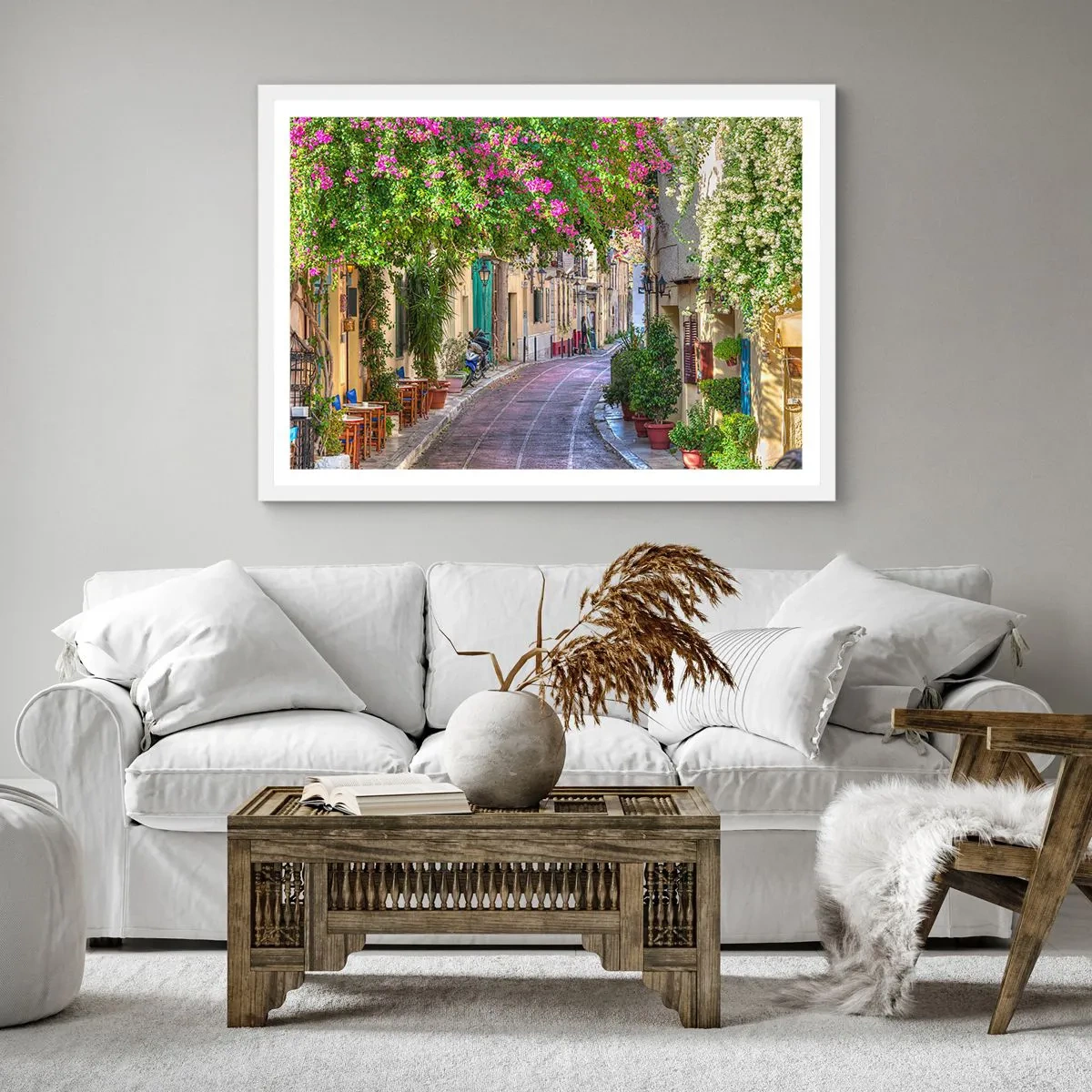 Plagát v bielom ráme - Kvitnúce zákutie - 50x50 cm