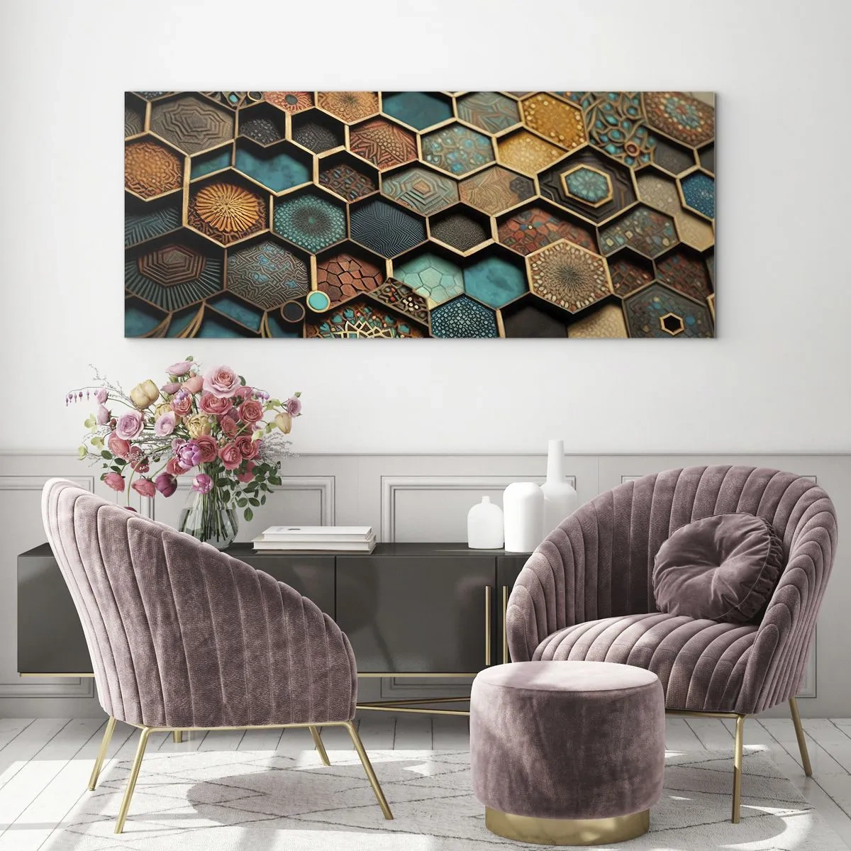 Obraz na skle - Arabské ornamenty – variácia - 100x40 cm