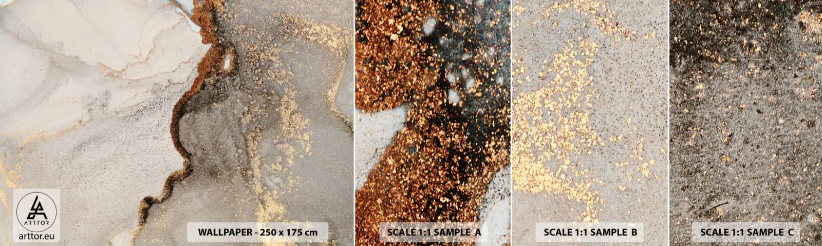 Vzorka samolepiacej fototapety Deluxe Sticker - Na hranici farieb - Abstrakcia, Kus, Moderné umenie - 100x30 cm