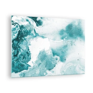 Obraz na skle - Abstraktné modré bazény na sklenenom pozadí - 70x50cm - Povodie modrej - Moderná nástenná dekorácia do obývacej izby a spálne ARTTOR
