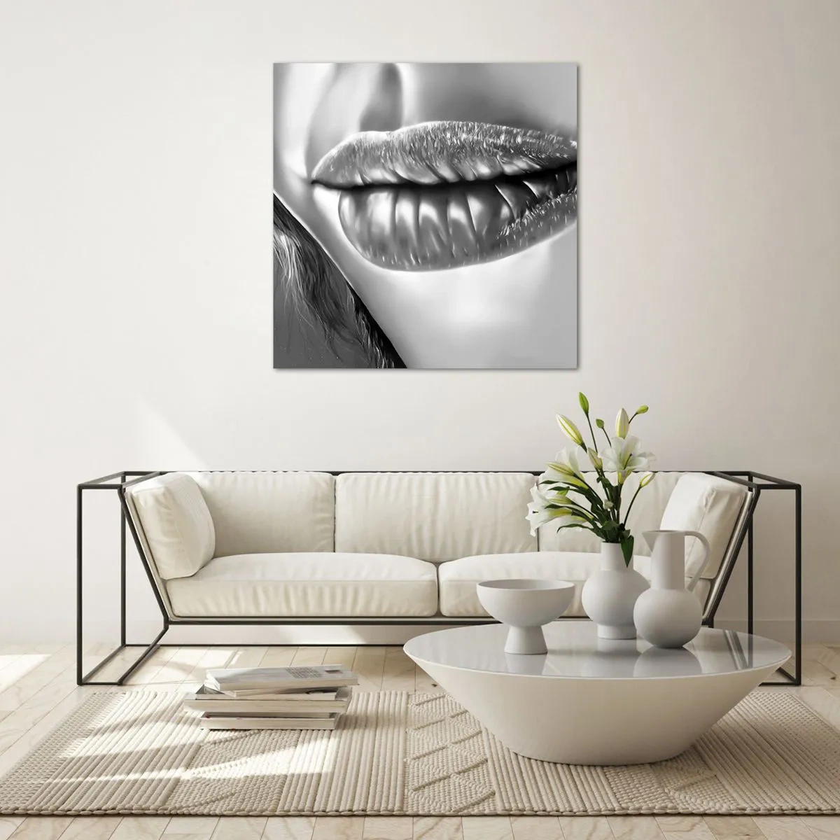 Obraz na skle - Viem, na čo myslíš… - 70x70 cm