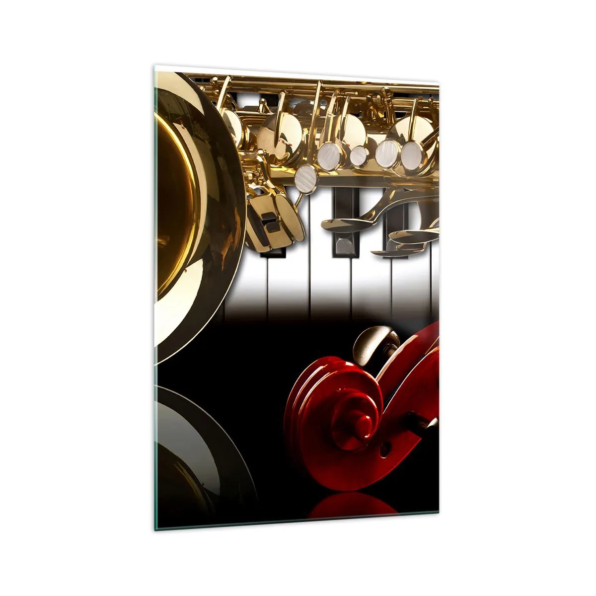 Obraz na skle - Plech, drevo a slonovinová kosť - 70x100 cm