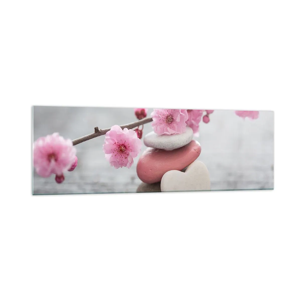 Obraz na skle - Blaženosť s višňovým kvetom - 160x50 cm