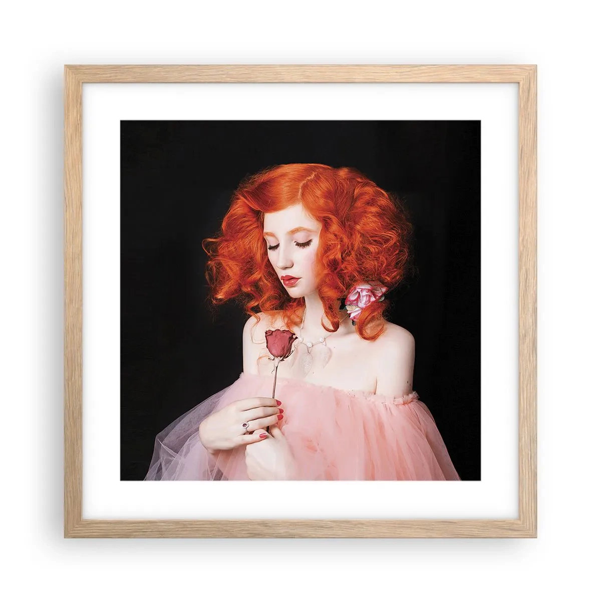 Plagát v ráme zo svetlého duba - V barokovom štýle - 40x40 cm