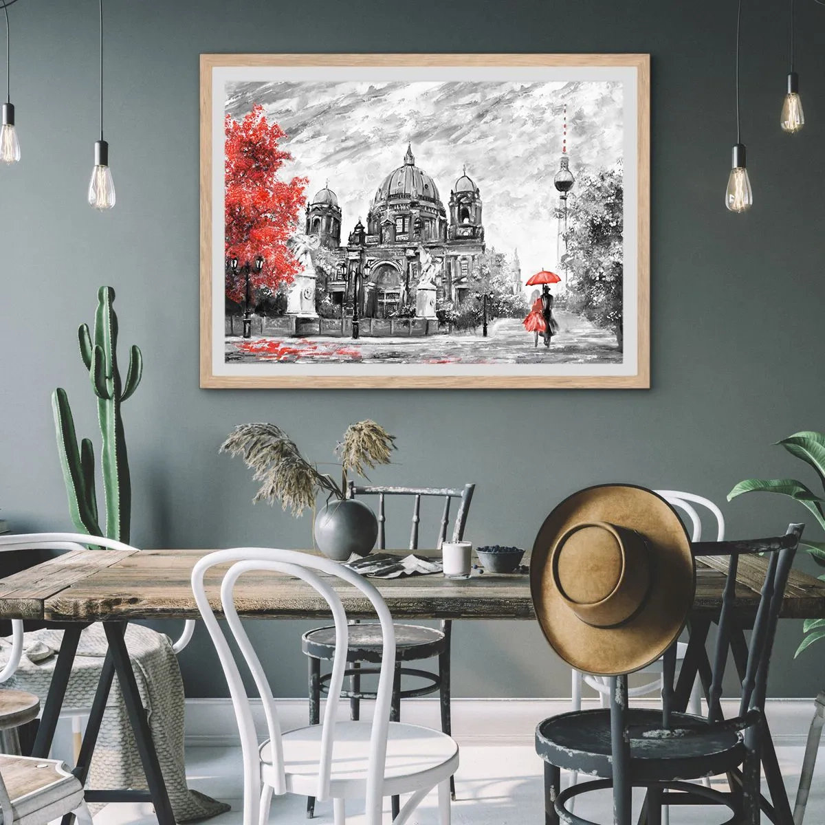 Plagát v ráme zo svetlého duba - Berlínske stretnutie - 40x30 cm