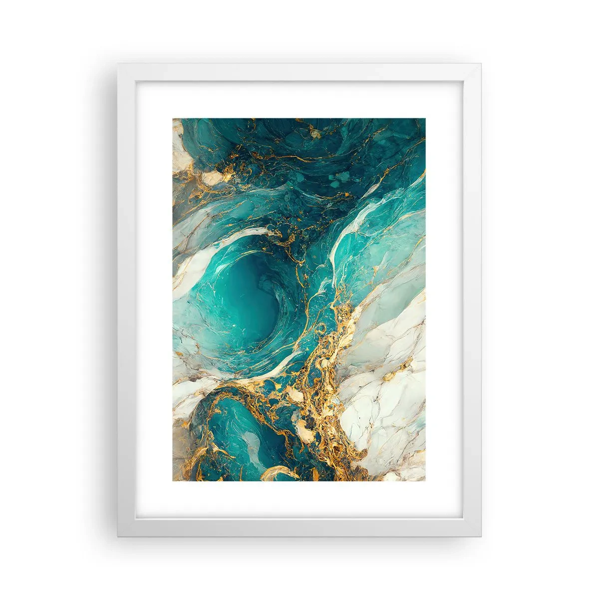 Plagát v bielom ráme - Kompozícia so zlatými žilami - 30x40 cm