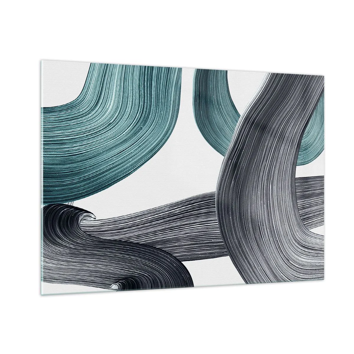 Obraz na skle - Smaragdové a čierne vlny - 100x70 cm